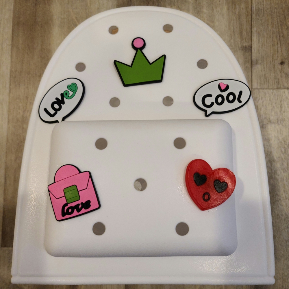 Decorative White Backpack with Colorful CROC style Charms
